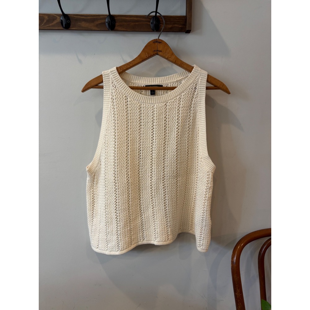 Banana Republic Cream Pointelle Knit Cotton Sweater Tank Top